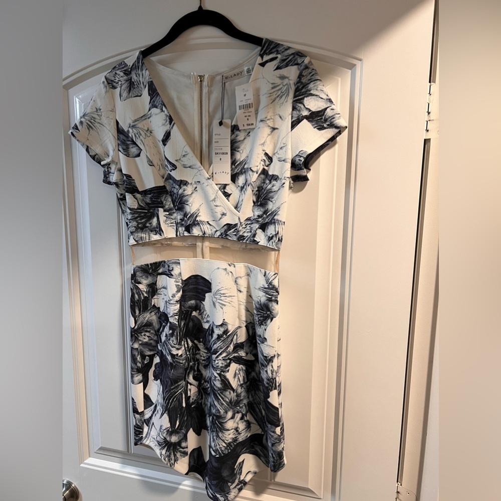 White and blue floral dress